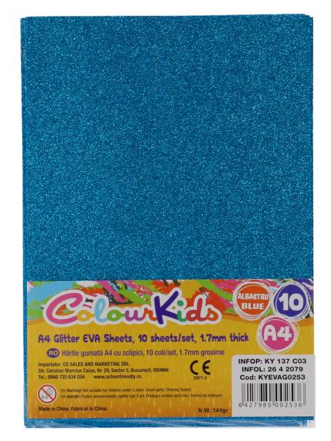 Art Craft CK COLI EVA gumata cu sclipici 1.7mm 10coli ALBASTRU CK
